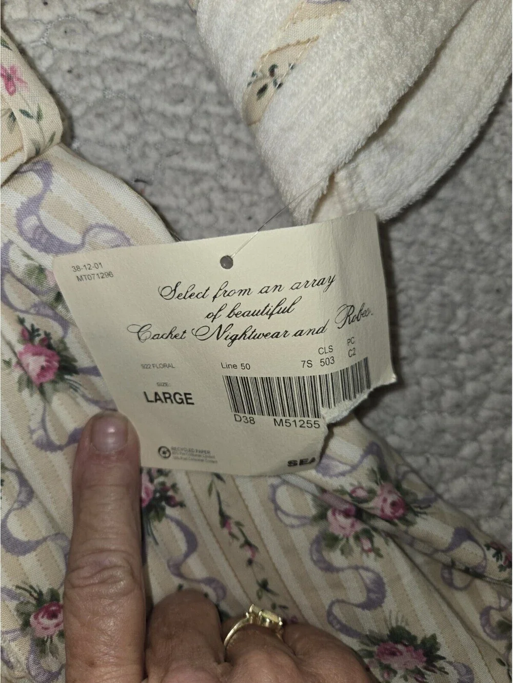 Cachet Vtg Dressing Gown NWT Floral Terry Inside Cosy Sz L Cottage Feminine